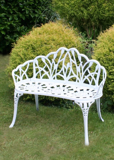 Charles Bentley White Tulip Cast Aluminium Metal 2 Seats Garden