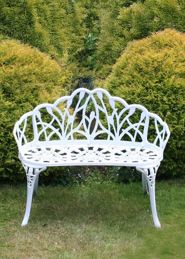 Charles Bentley White Tulip Cast Aluminium Metal 2 Seats Garden