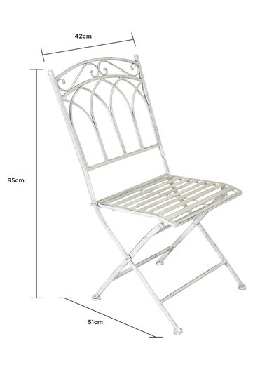 Charles Bentley Rustic Wrought Iron Outdoor Bistro Set Antique White (2 Seater)