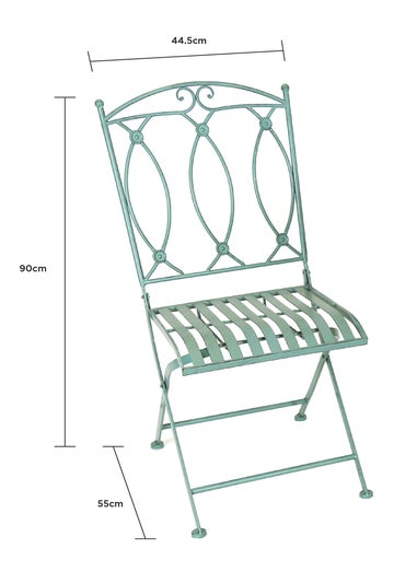 Charles Bentley Rustic Wrought Iron Outdoor Bistro Set Sage Green (2 Seater)