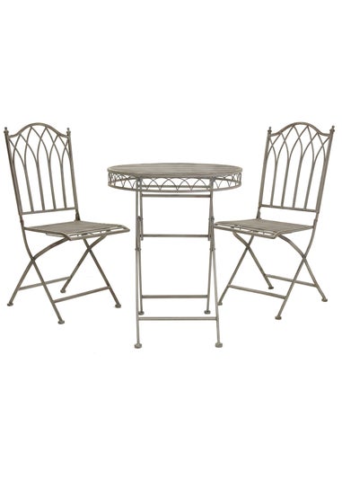 Charles Bentley Wrought Iron Feminine Bistro Set Grey (2 Seater)
