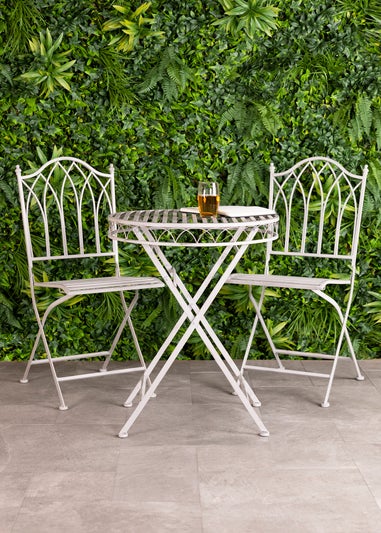Charles Bentley Wrought Iron Feminine Bistro Set Grey (2 Seater)