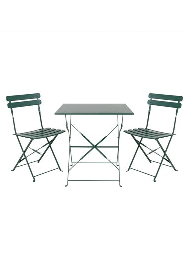 Charles Bentley Square Folding Metal Bistro Set Patio Garden Outdoor (2 Seater)