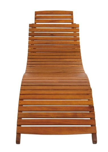 Charles Bentley Sun Lounger in Brown Acacia Hardwood Folding Large (H63cm x W182cm x D60cm)