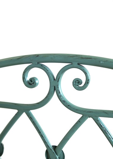 Charles Bentley Wrought Iron Rustic Companion Seat for Two Sage Green (H68.5cm x W155cm x D91.5cm)