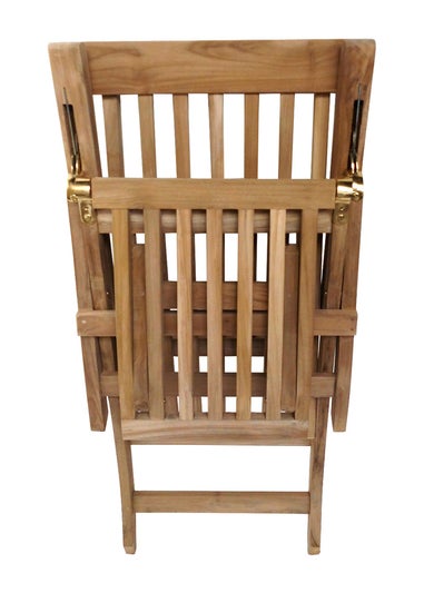 Charles Bentley Solid Wooden Teak Steamer Chair/Sun Lounger Garden Furniture (H61cm x L150cm x W95cm)