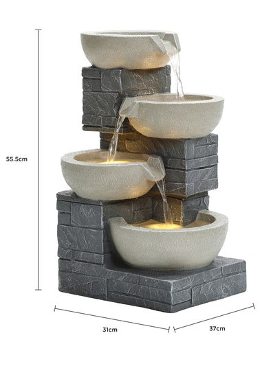 Charles Bentley Rhine Cascading Water Feature (H55.5cm x W37cm x D31cm)