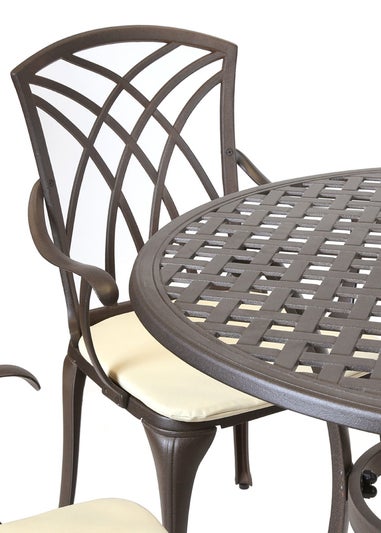Charles Bentley Metal Cast Aluminium Garden Furniture Patio Set With Cushions (5 Piece)