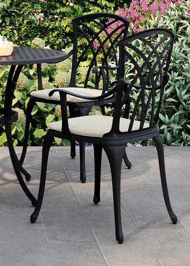 Charles Bentley Metal Cast Aluminium Garden Furniture Patio Set With Cushions (5 Piece)