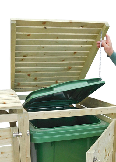 Charles Bentley Double Wooden Wheelie Bin Storage Unit Dustbin Pressure Treated
