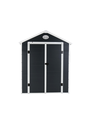 Charles Bentley Plastic Storage Garden Shed Grey Med Roof Outdoor (L6.3ft x W6.2ft)