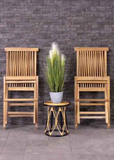 Charles Bentley Pair of Solid Wooden Teak Outdoor Folding Garden Patio Chairs