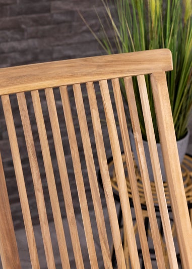 Charles Bentley Pair of Solid Wooden Teak Outdoor Folding Garden Patio Chairs