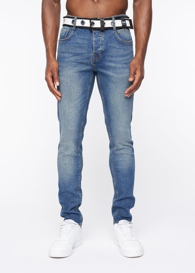 Crosshatch Stone Wash Barbeck Slim Fit Denim