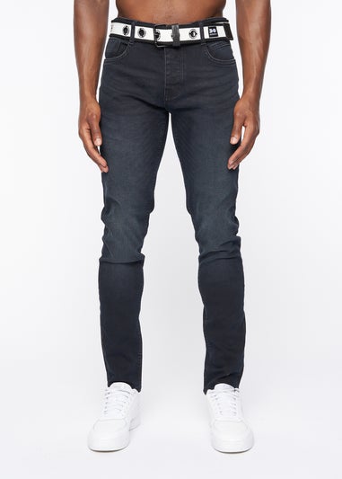 Crosshatch Blue Black Barbeck Slim Fit Denim