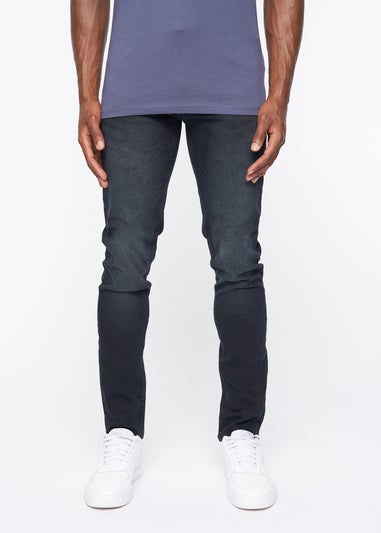 Crosshatch Blue Black Barbeck Slim Fit Denim
