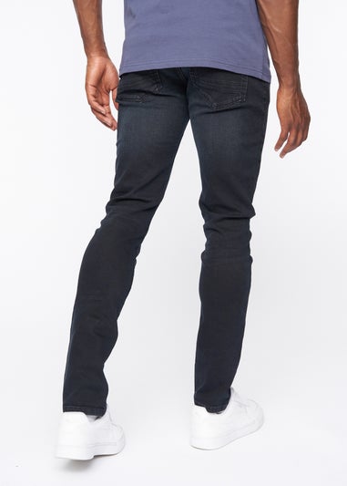 Crosshatch Blue Black Barbeck Slim Fit Denim