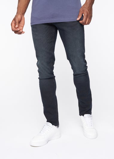 Crosshatch Blue Black Barbeck Slim Fit Denim