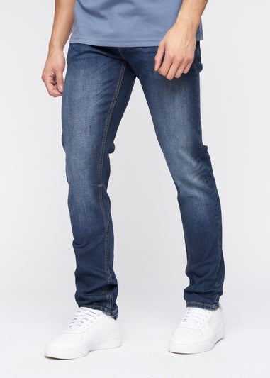 Crosshatch Tinted Blue Barbeck Slim Fit Denim
