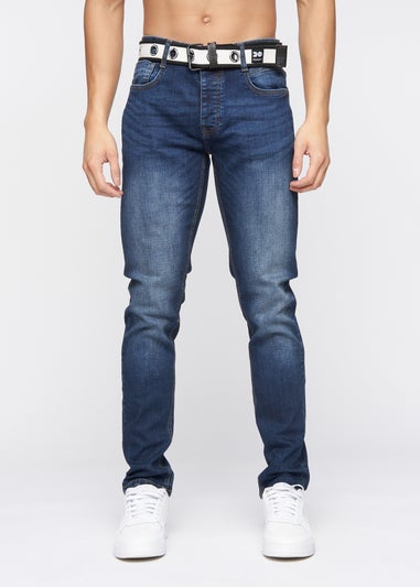 Crosshatch Tinted Blue Barbeck Slim Fit Denim