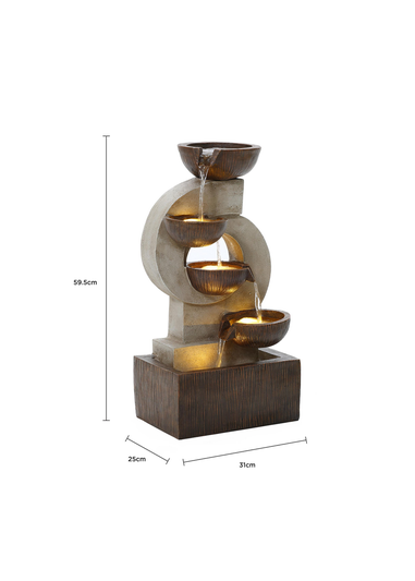 Charles Bentley Nile Cascading Water Feature (H59.5cm x W31cm x D25cm)