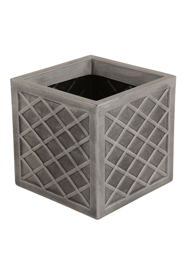 Charles Bentley Pair of Lazio Square Pewter Planters Grey Plastic (Dia. 32cm)