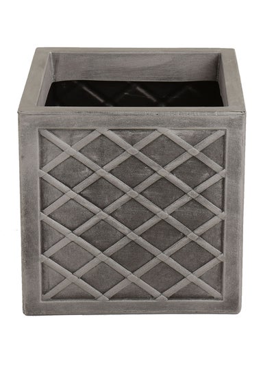 Charles Bentley Pair of Lazio Square Pewter Planters Grey Plastic (Dia. 32cm)