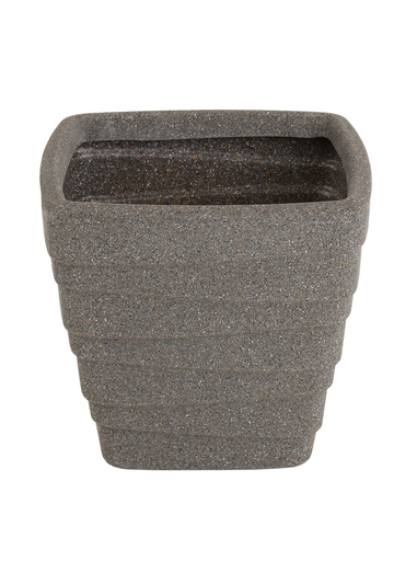 Charles Bentley Pair of Trojan Square Granite Planters Grey Plastic (Dia. 33cm)
