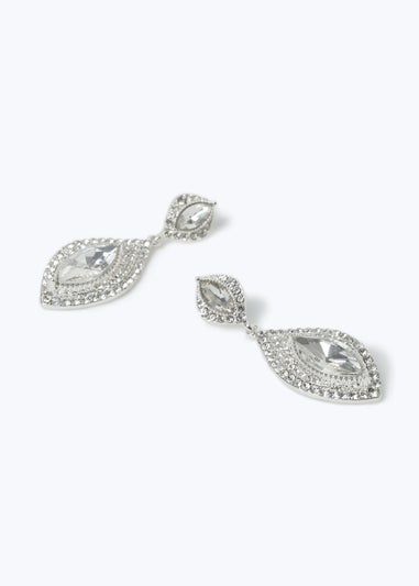 Muse Silver Rhinestone Teardrop Earrings