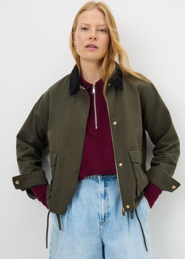 Burgundy Zip Collared Knit Jumper