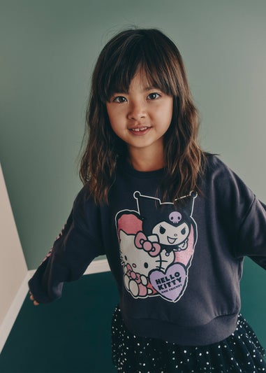 Hello Kitty Girls Charcoal Kuromi Mesh Sweater Dress (5-11yrs)
