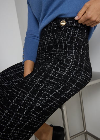 Et Vous Black Mono Check Ponte Boucle Trousers