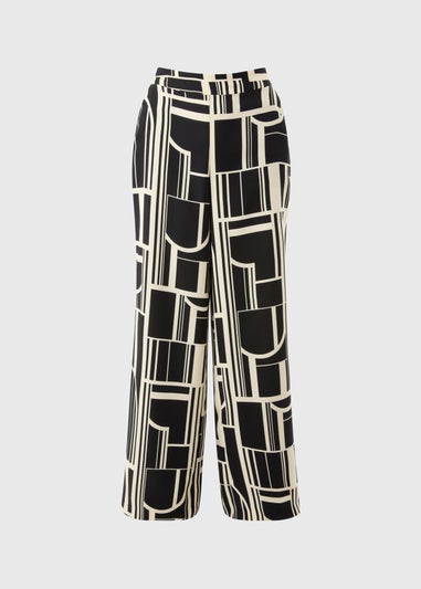 Black Geo Mono Straight Leg Co Ord Trousers
