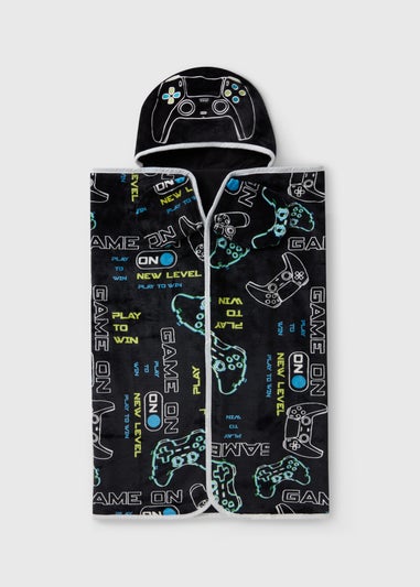 Black Gamer Hooded Blanket