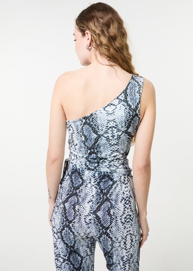 Pink Vanilla Grey Snake Asymmetric Top