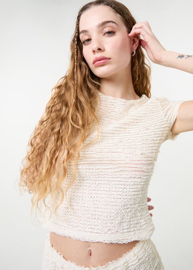 Pink Vanilla Stone Textured Stretch Jersey Top
