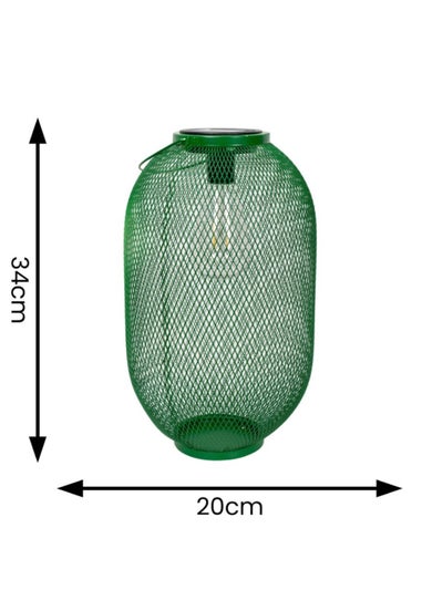 ValueLights Solar Outdoor Green Mesh Lantern With Integrated LED's (34cm x 20cm x 20cm)