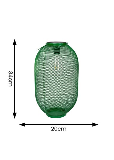 ValueLights Solar Outdoor Green Mesh Lantern With Integrated LED's (34cm x 20cm x 20cm)