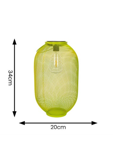 ValueLights Solar Outdoor Lime Mesh Lantern With Integrated LED's (34cm x 20cm x 20cm)