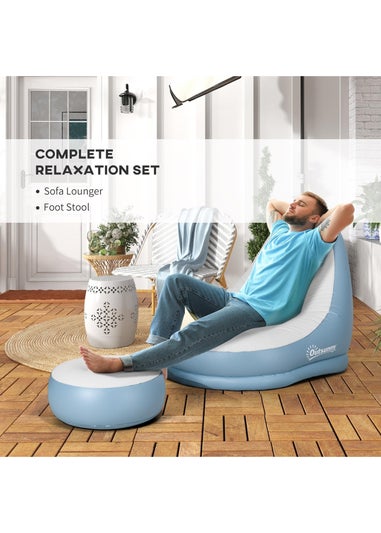 Outsunny Inflatable Chair & Foot Stool for Gaming, Reading, & Watching
