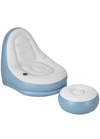 Outsunny Inflatable Chair & Foot Stool for Gaming, Reading, & Watching
