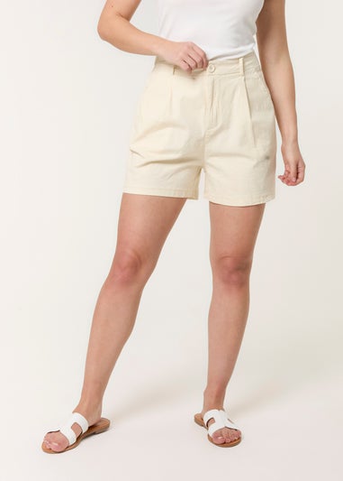 Blue Vanilla Stone Shorts With Pleated Design
