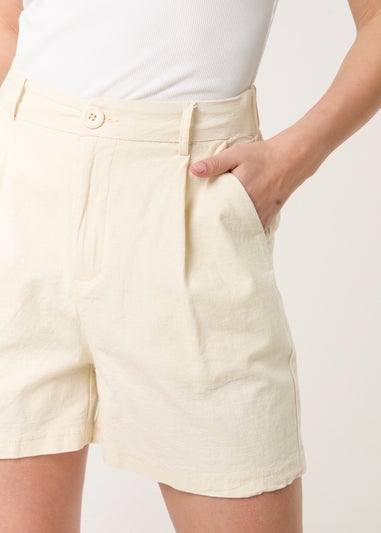 Blue Vanilla Stone Shorts With Pleated Design