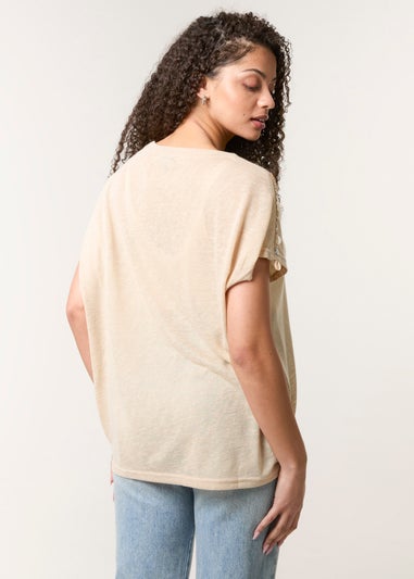 Blue Vanilla Stone Shell Trim Oversized Top