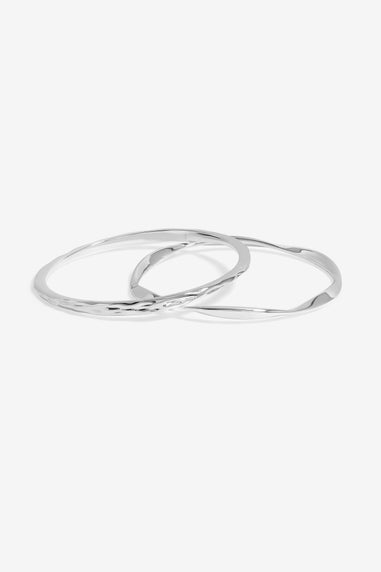 Jon Richard Silver Plated Polished Bangles Pack Of 2