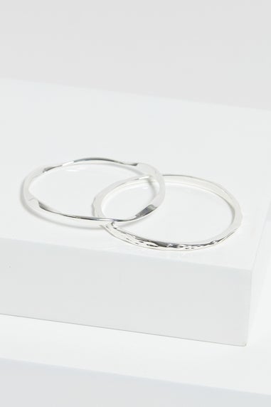 Jon Richard Silver Plated Polished Bangles Pack Of 2
