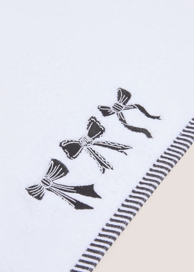 White Mono Bow Hand Towel