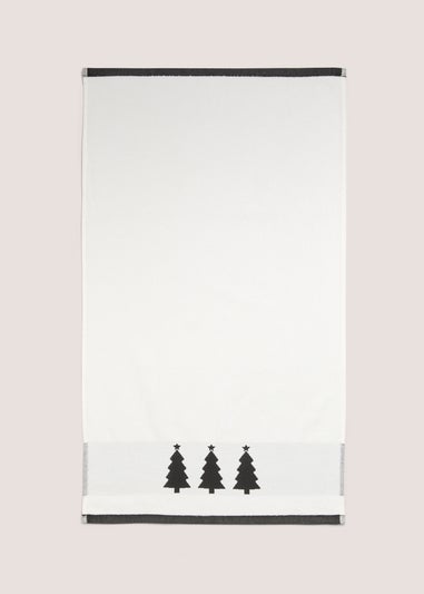 Black Mono Tree Hand Towel