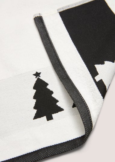 Black Mono Tree Hand Towel