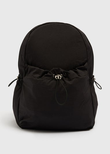 Black Toggle Front Nylon Backpack